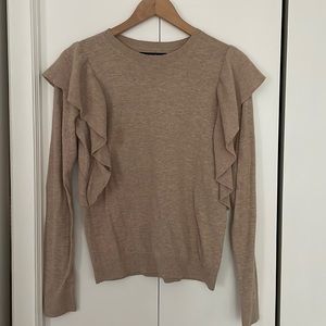Abercrombie Tan Ruffle Shoulder Sweater
